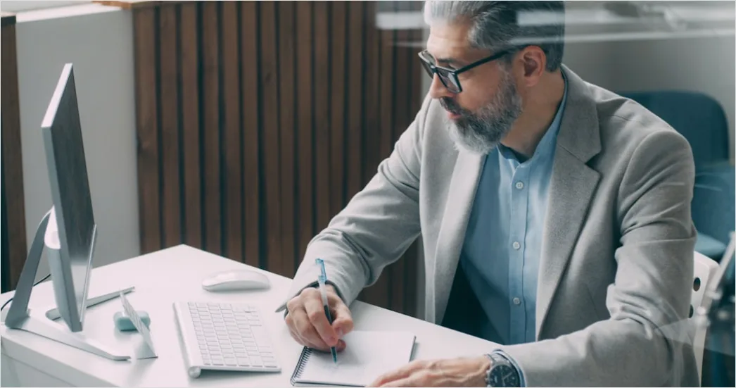 Detail Scientist Writing Manuscript In Office Workspace Number 3
