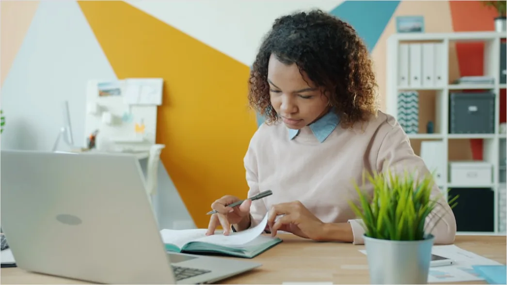 Detail Scientist Writing Manuscript In Office Workspace Number 6