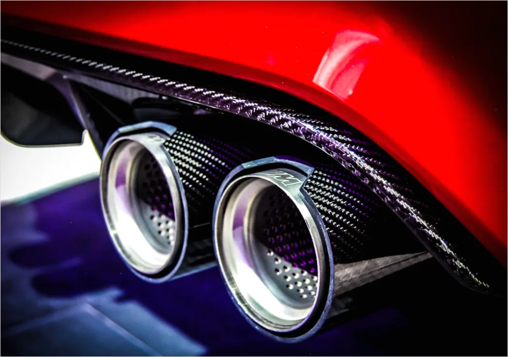 Sports Car Exhaust Pipe Detail Close Up Macro Cf55