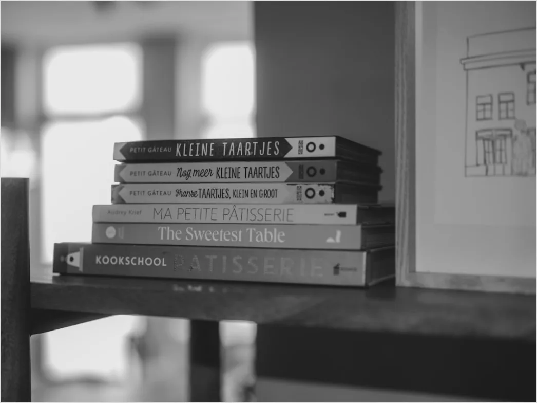 Detail Stack Of Textbooks On Table Close Up Number 13