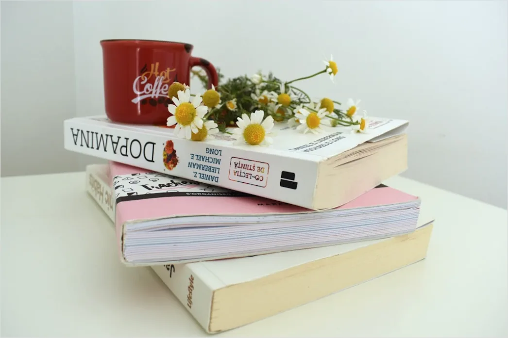 Detail Stack Of Textbooks On Table Close Up Number 20