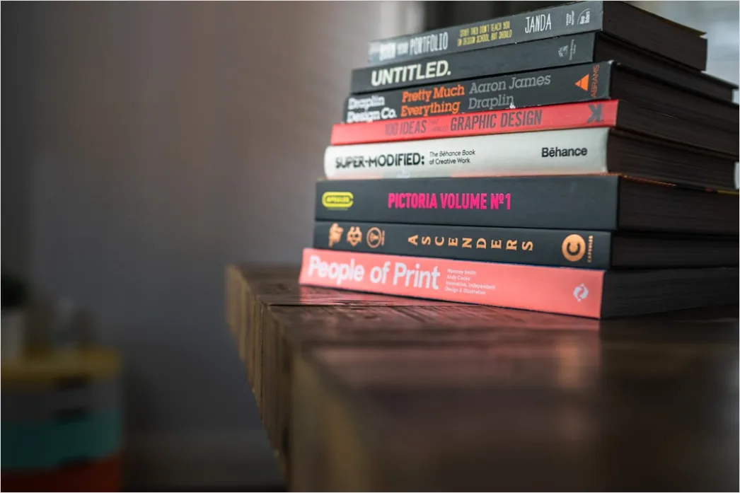 Detail Stack Of Textbooks On Table Close Up Number 4