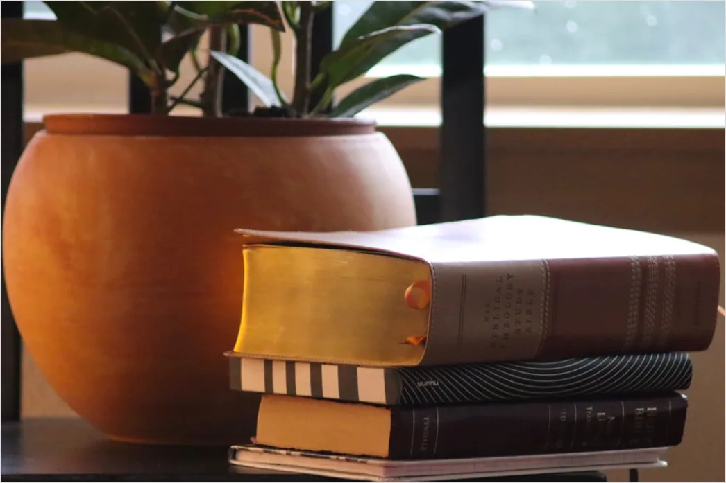 Detail Stack Of Textbooks On Table Close Up Number 7