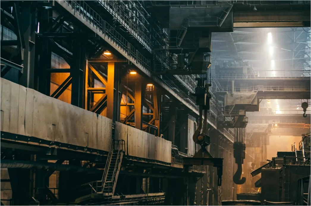 Steel Beam Manufacturing Plant Interior Wide View A9b8