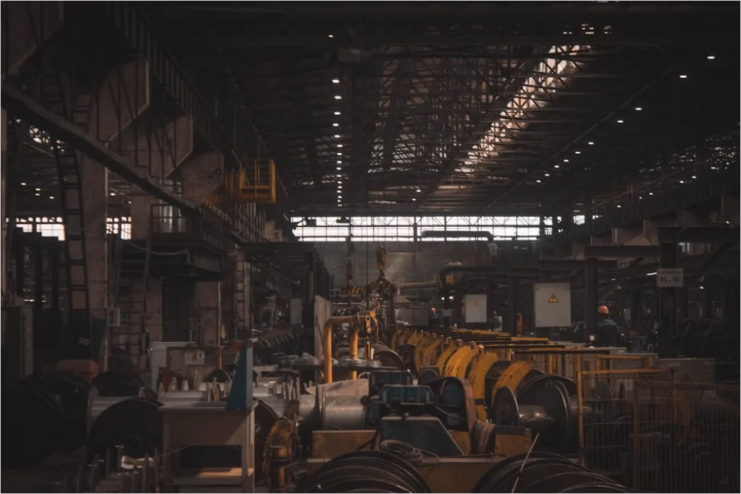 Detail Steel Beam Manufacturing Plant Interior Wide View Number 11
