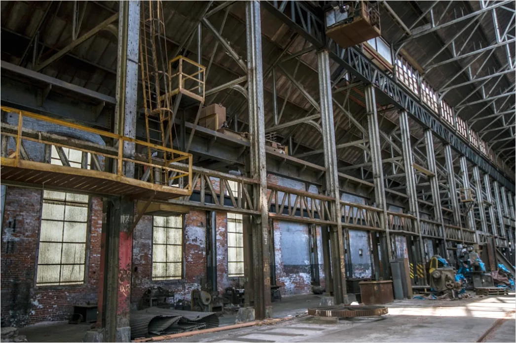 Detail Steel Beam Manufacturing Plant Interior Wide View Number 13