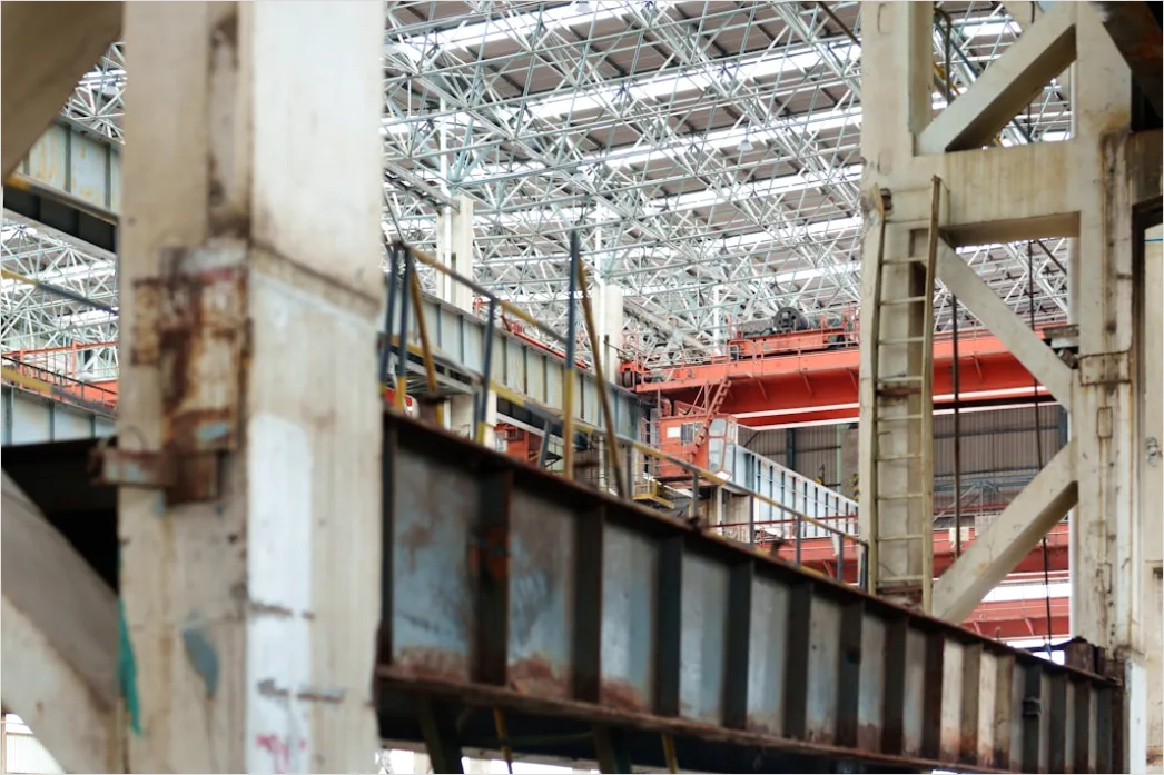 Detail Steel Beam Manufacturing Plant Interior Wide View Number 8