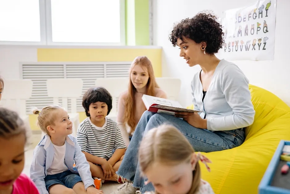 Detail Storytime Circle Preschool Teacher Reading Book Number 3