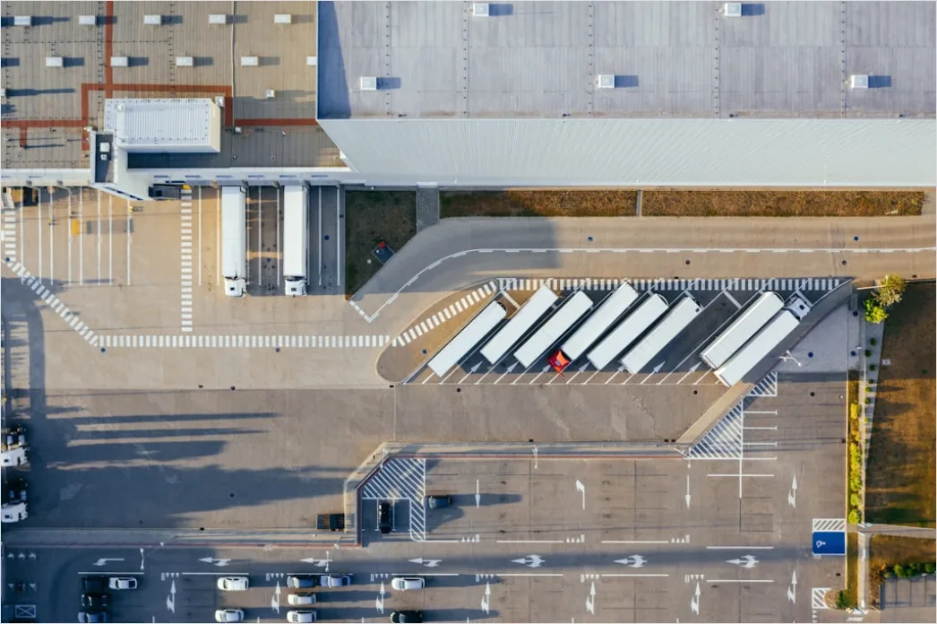 Detail Truck Fleet Logistics Company Yard Aerial View Number 2