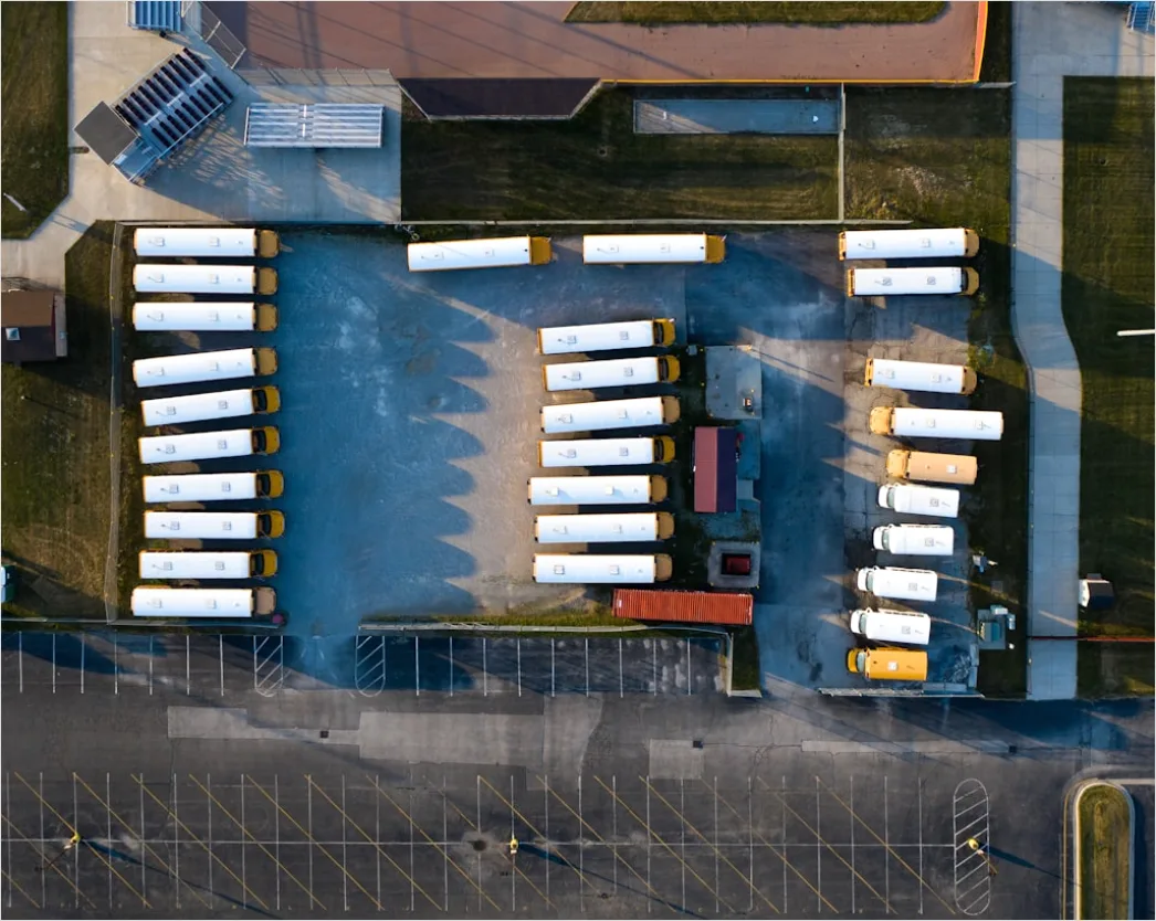 Detail Truck Fleet Logistics Company Yard Aerial View Number 11