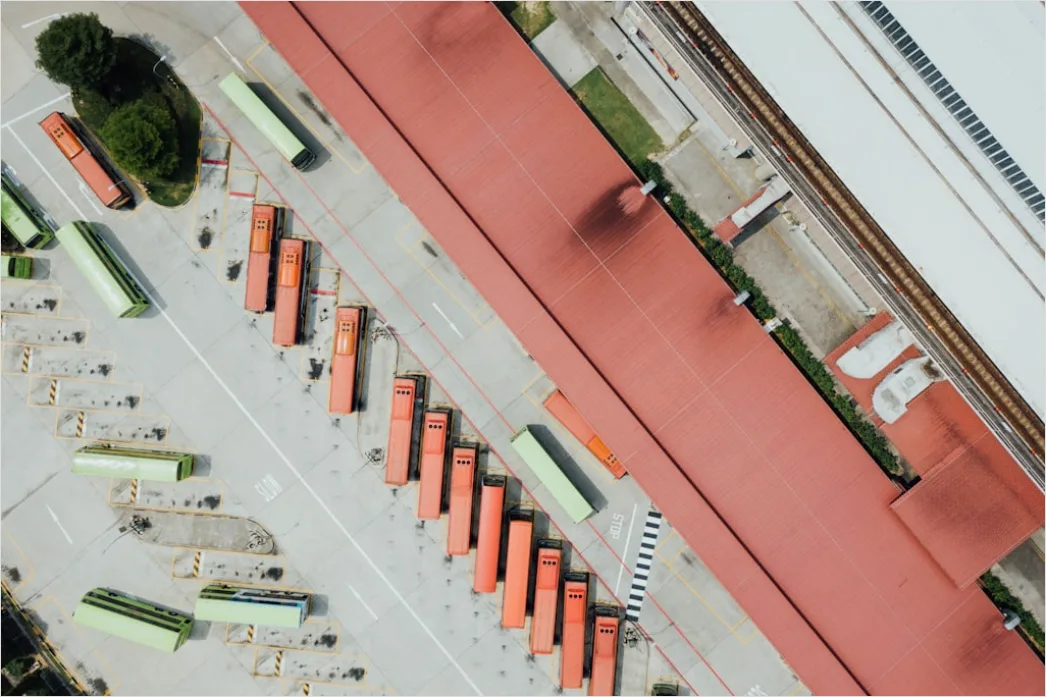 Detail Truck Fleet Logistics Company Yard Aerial View Number 13