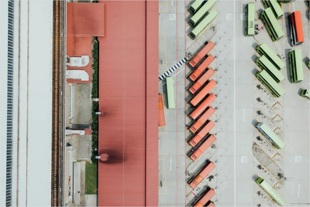 Detail Truck Fleet Logistics Company Yard Aerial View Number 16