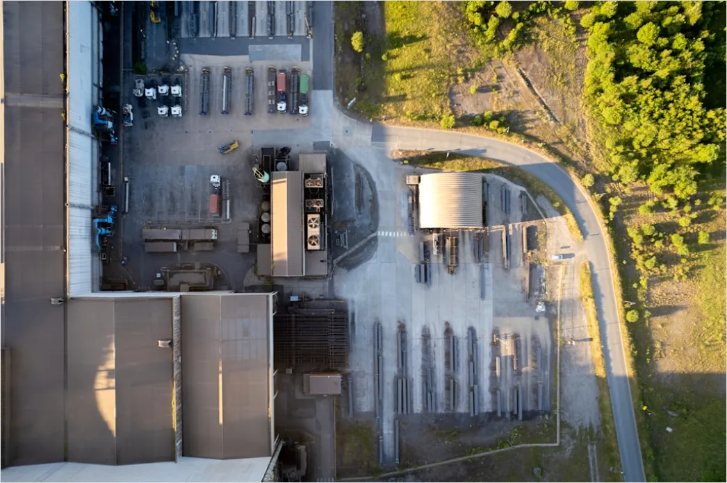 Detail Truck Fleet Logistics Company Yard Aerial View Number 19