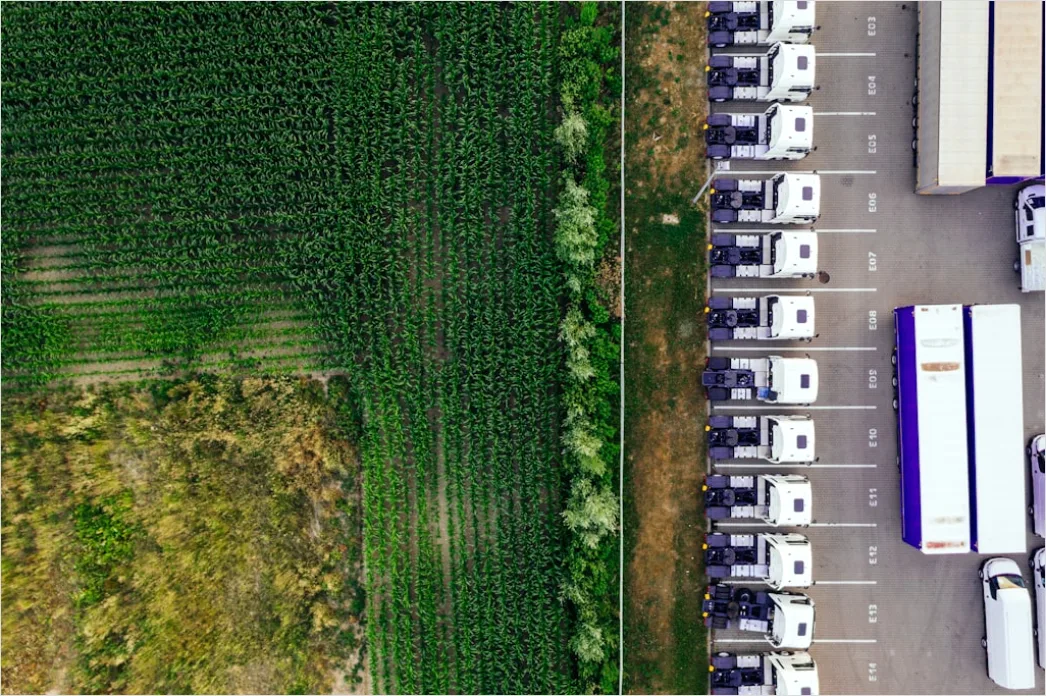 Detail Truck Fleet Logistics Company Yard Aerial View Number 4