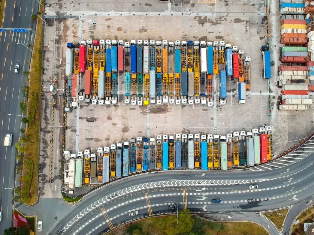 Detail Truck Fleet Logistics Company Yard Aerial View Number 6