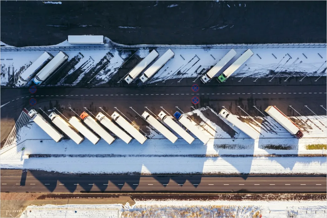 Detail Truck Fleet Logistics Company Yard Aerial View Number 8