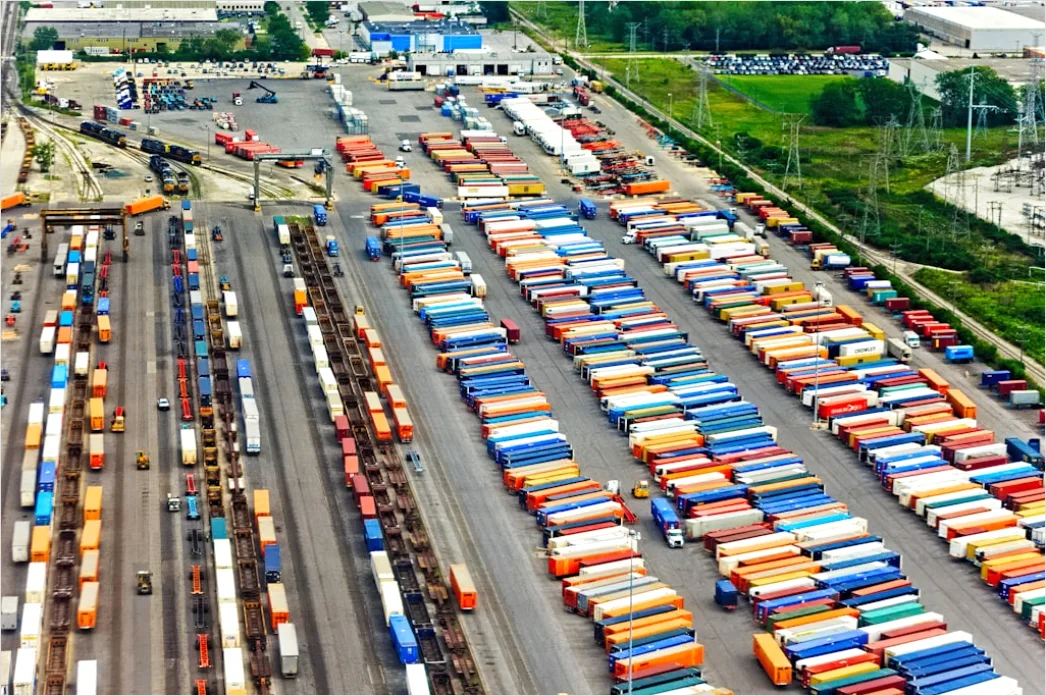 Detail Truck Fleet Logistics Company Yard Aerial View Number 9