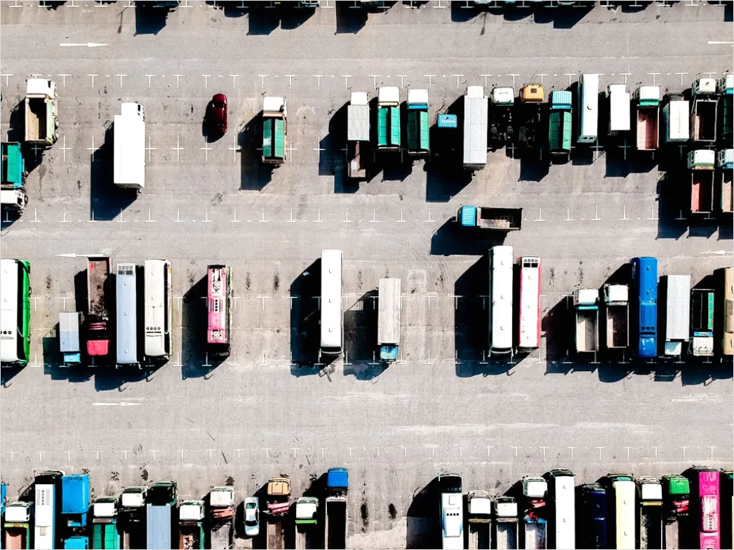 Detail Truck Fleet Logistics Company Yard Aerial View Number 10