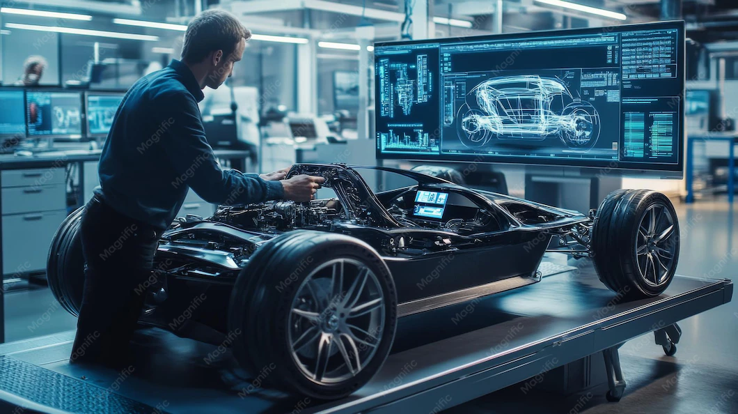 Detail Vehicle Prototype Testing Engineer In Lab Setting Number 7