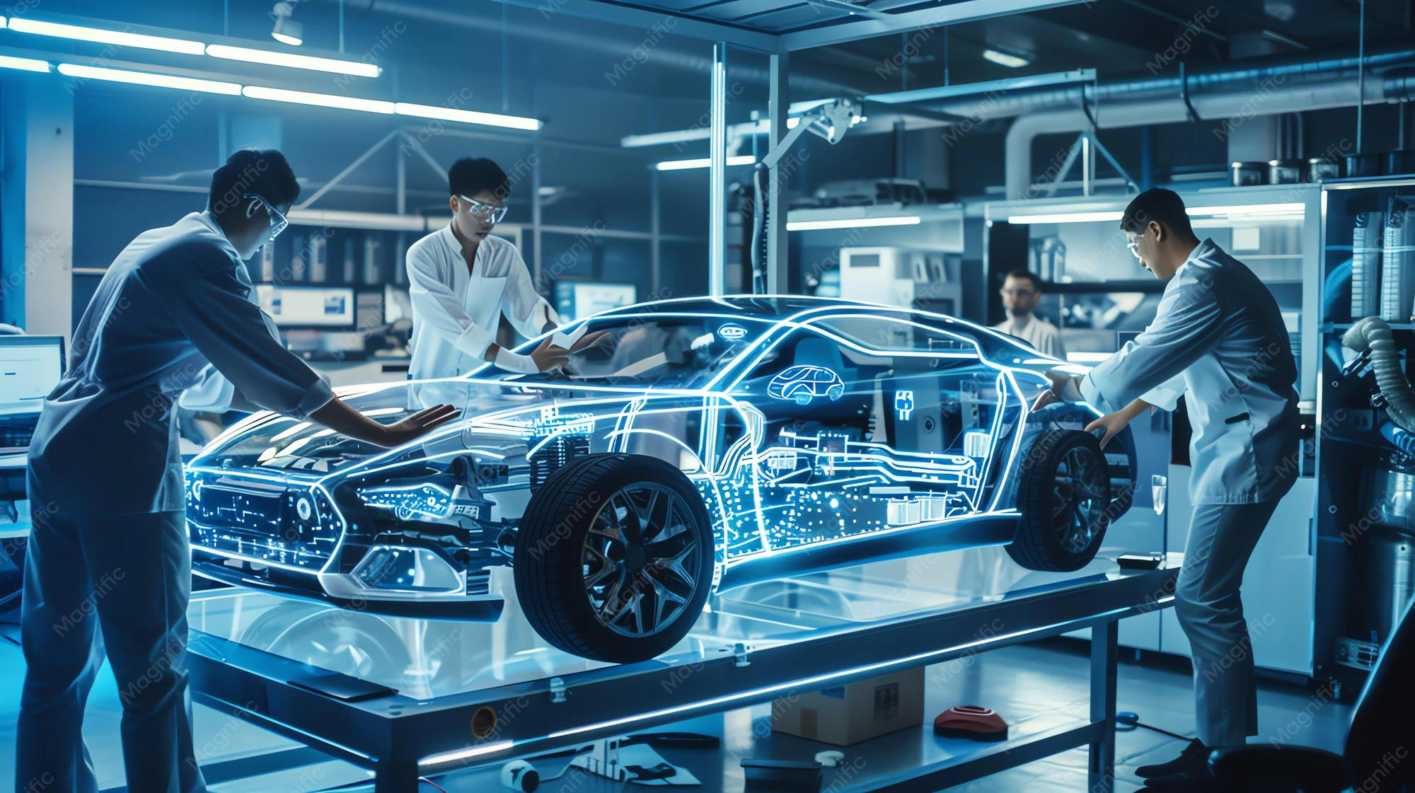 Detail Vehicle Prototype Testing Engineer In Lab Setting Number 8