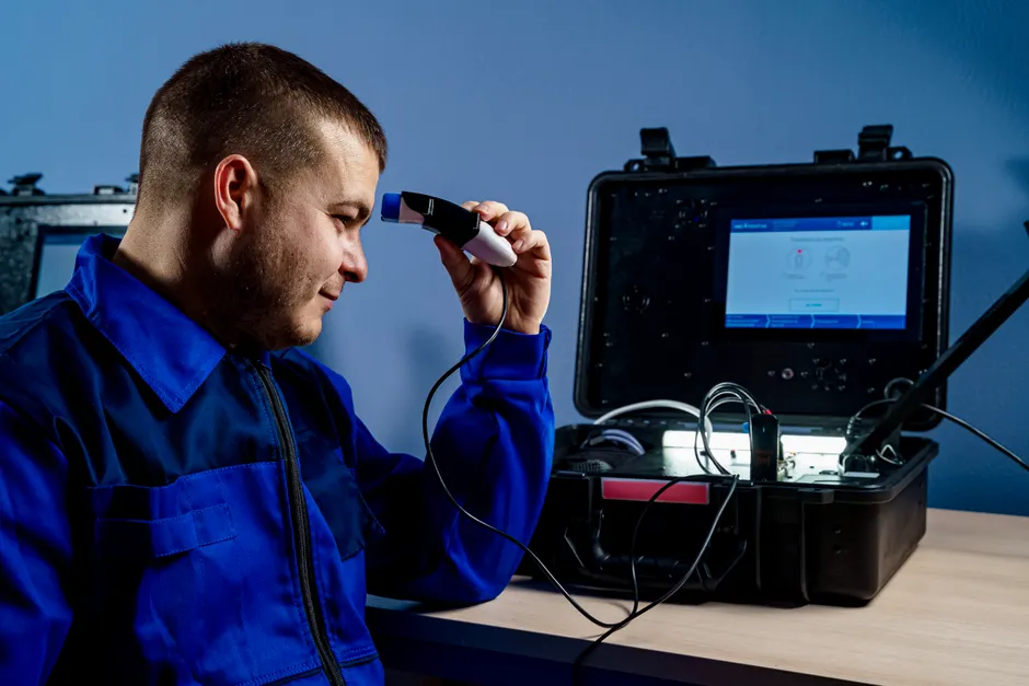 Detail Vehicle Testing Facility Engineer Running Diagnostics Number 8