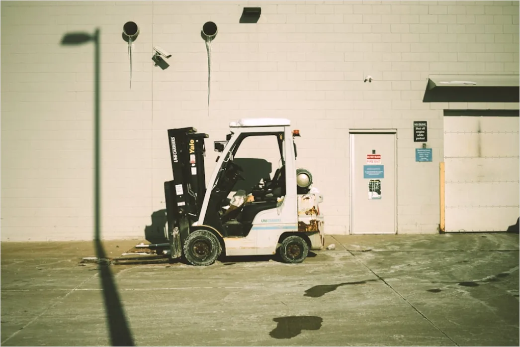 Detail Warehouse Worker Using Forklift Moving Pallets Number 7