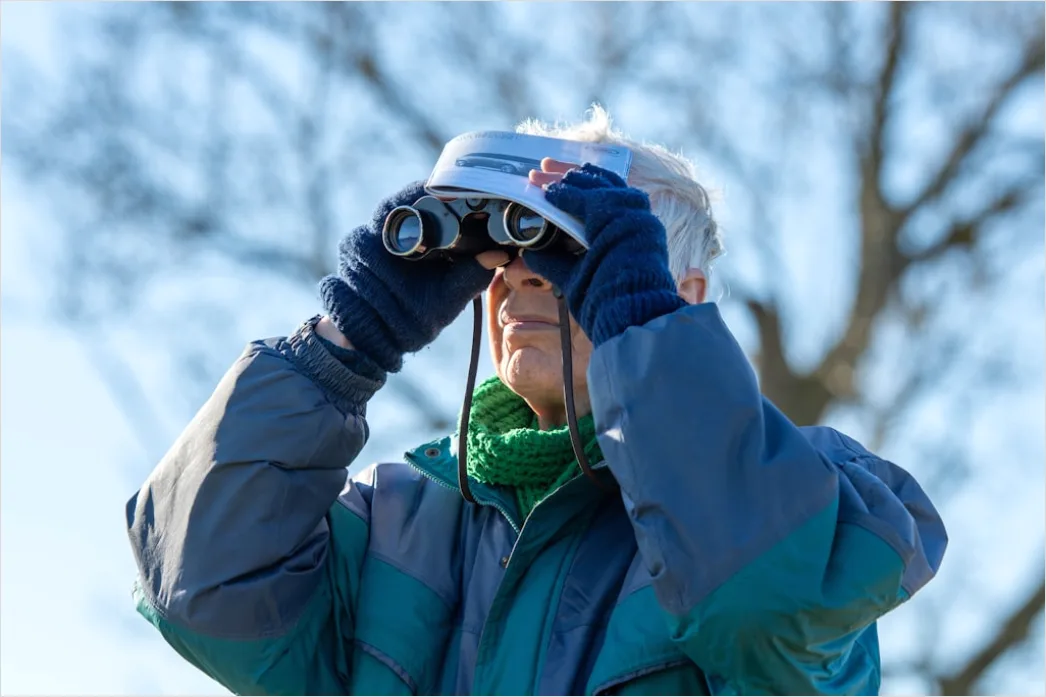 Detail Wildlife Researcher Observing Animals With Binoculars Number 20