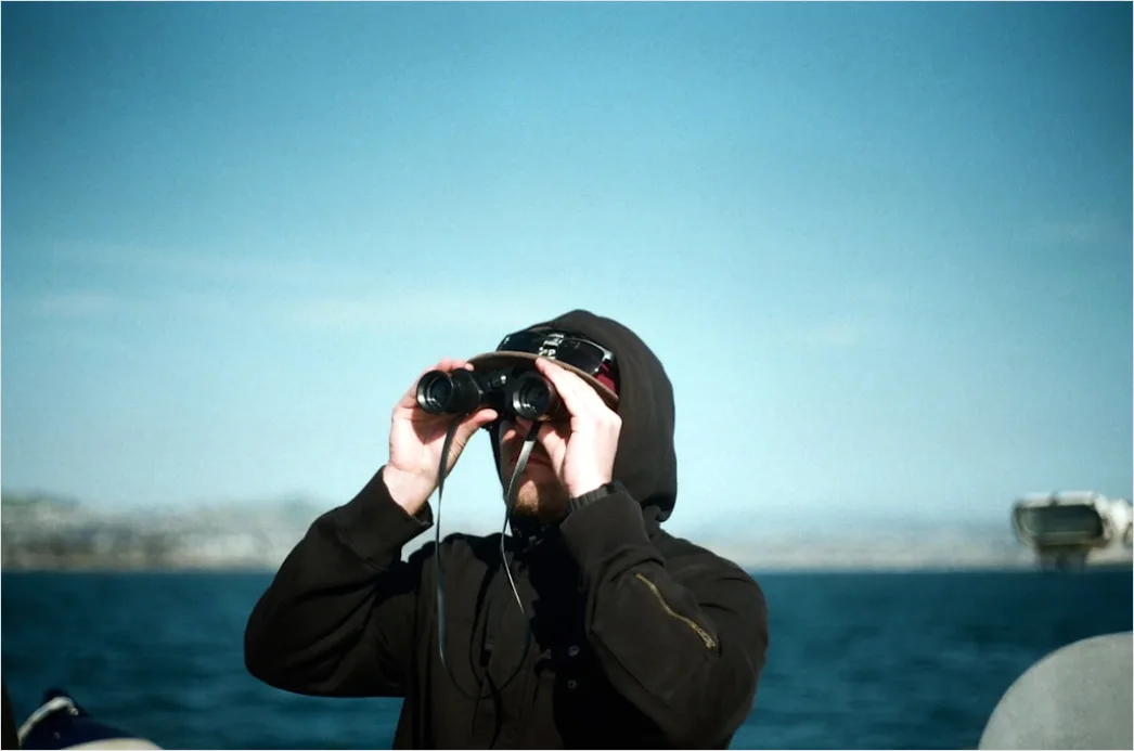 Detail Wildlife Researcher Observing Animals With Binoculars Number 4