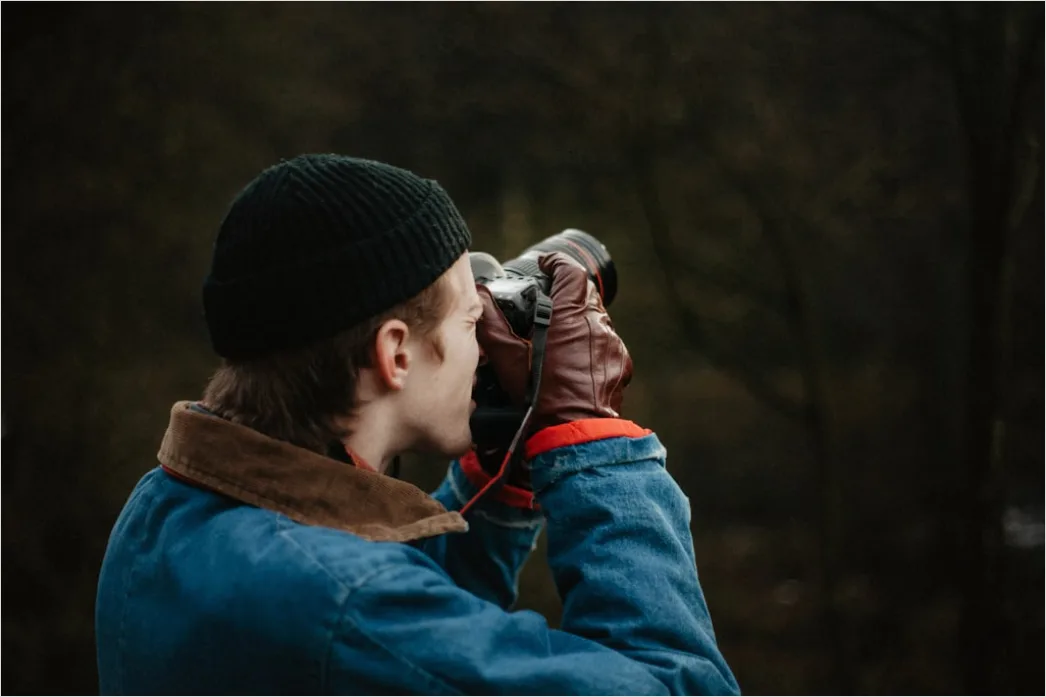 Detail Wildlife Researcher Observing Animals With Binoculars Number 6