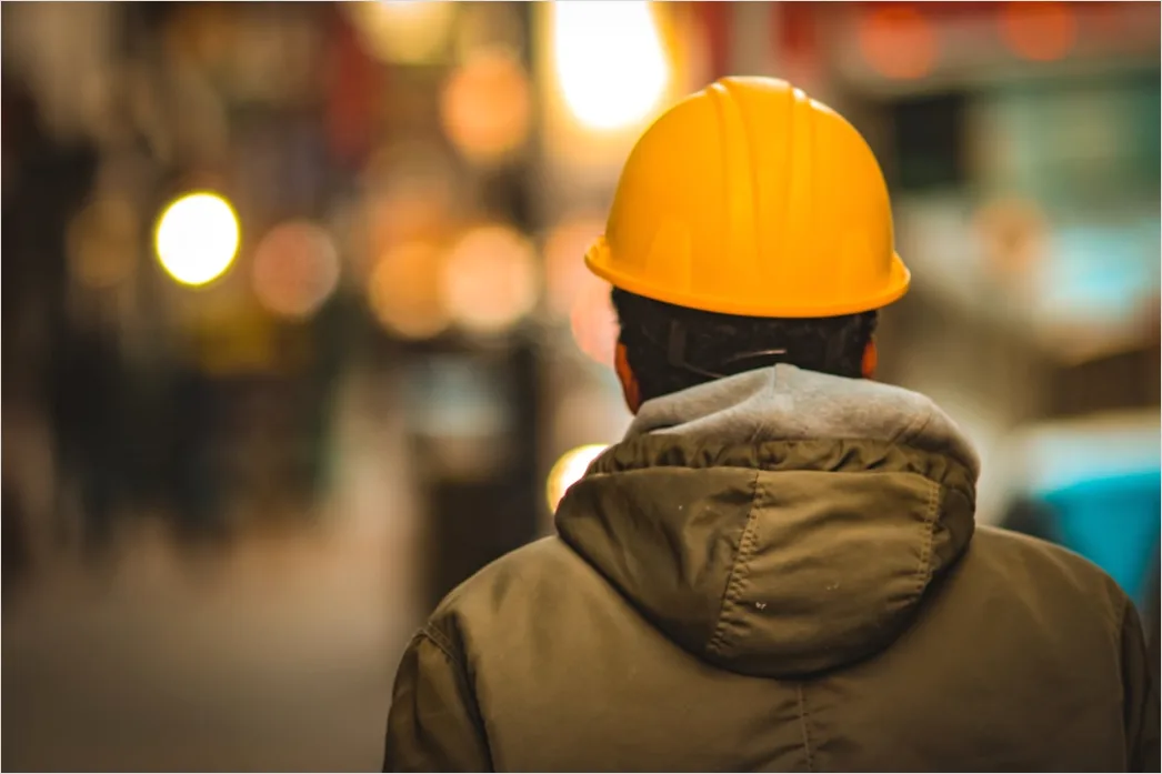 Detail Worker Wearing Hard Hat And High Vis Vest Number 2