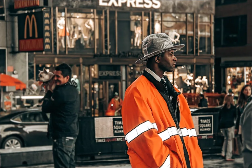 Detail Worker Wearing Hard Hat And High Vis Vest Number 20
