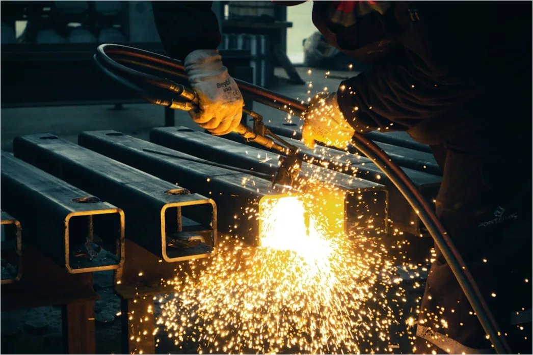 Detail Worker Wearing Welding Mask Sparks Flying Number 8