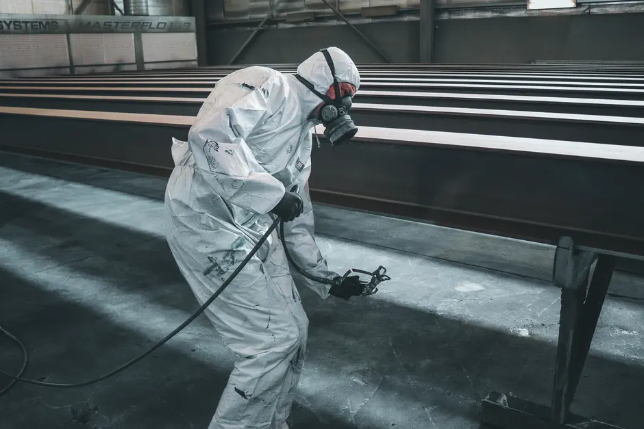 Detail Workers Wearing Respirator Masks In Dusty Factory Number 2