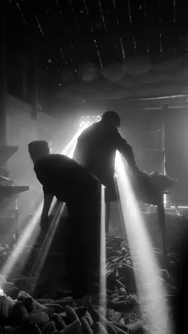 Detail Workers Wearing Respirator Masks In Dusty Factory Number 19