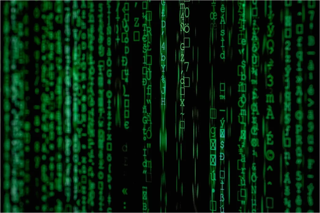 Detail Abstrakt Matrix Code Hintergrund Dunkel Grün Number 3