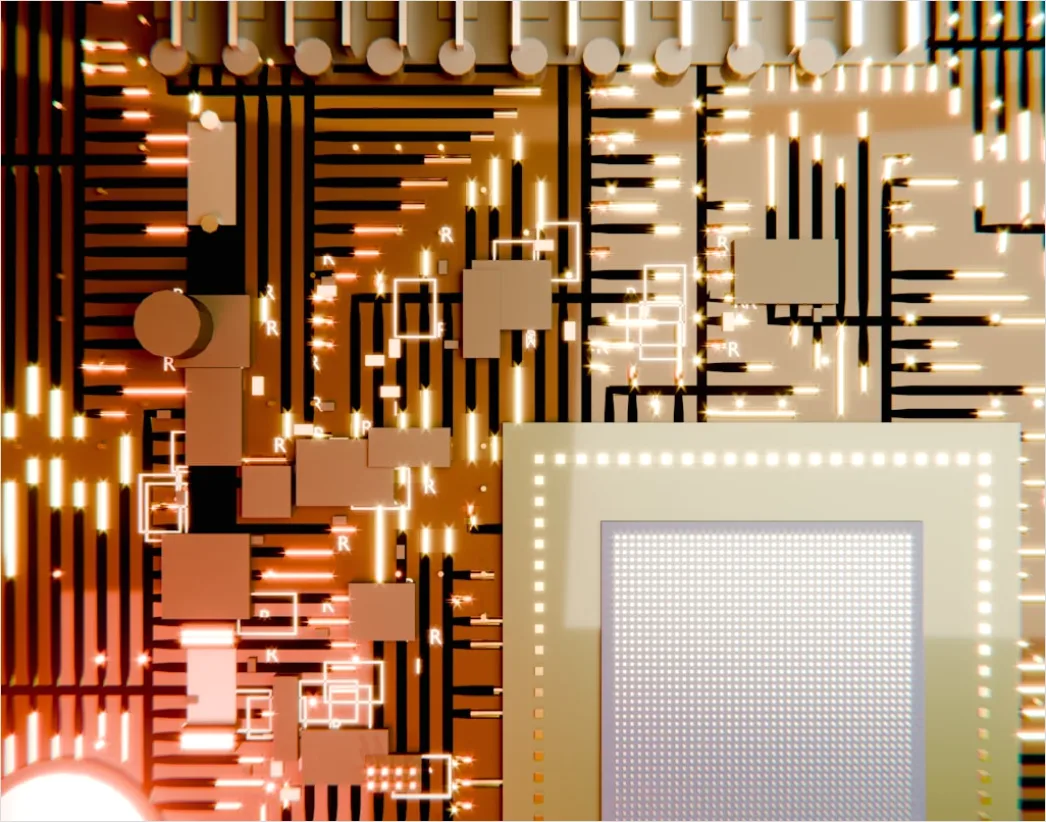Detail Abstrakt Technologie Hintergrund Circuit Board Neon Number 8