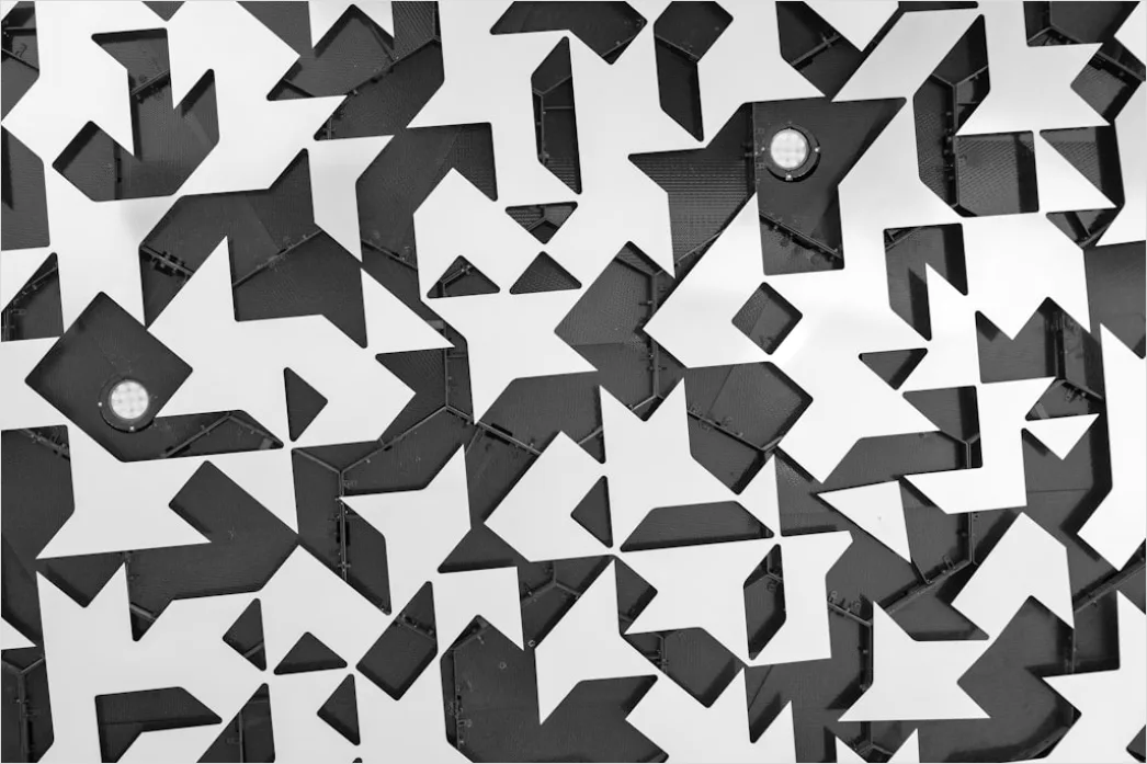 Detail Abstraktes Geometrisches Muster Minimal Schwarz Weiß Number 2