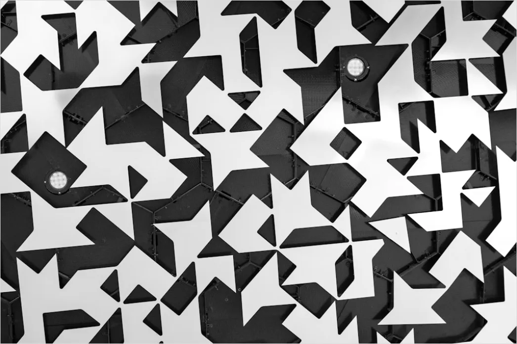 Detail Abstraktes Geometrisches Muster Minimal Schwarz Weiß Number 4