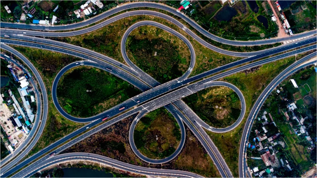 Aerial View Highway Interchange Complex Urban D35e