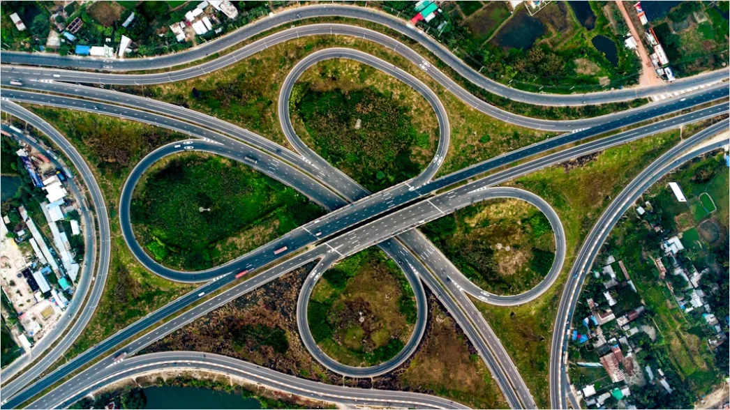 Detail Aerial View Highway Interchange Complex Urban Number 2