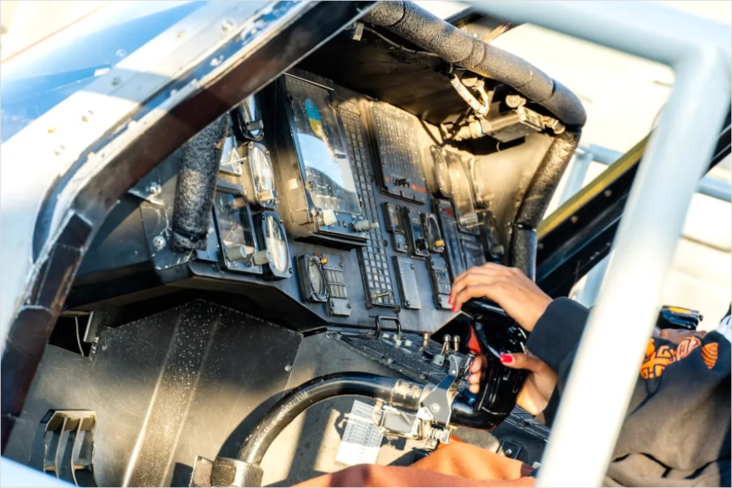 Detail Aircraft Maintenance Engineer Inspecting Engine Number 2
