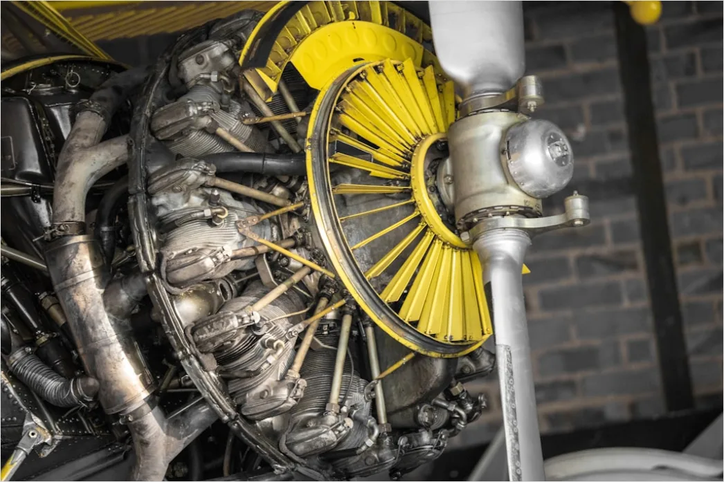 Detail Aircraft Maintenance Engineer Inspecting Engine Number 16