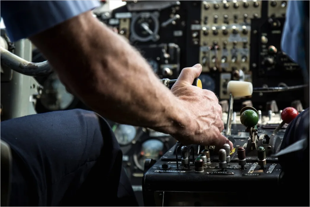 Detail Aircraft Maintenance Engineer Inspecting Engine Number 3