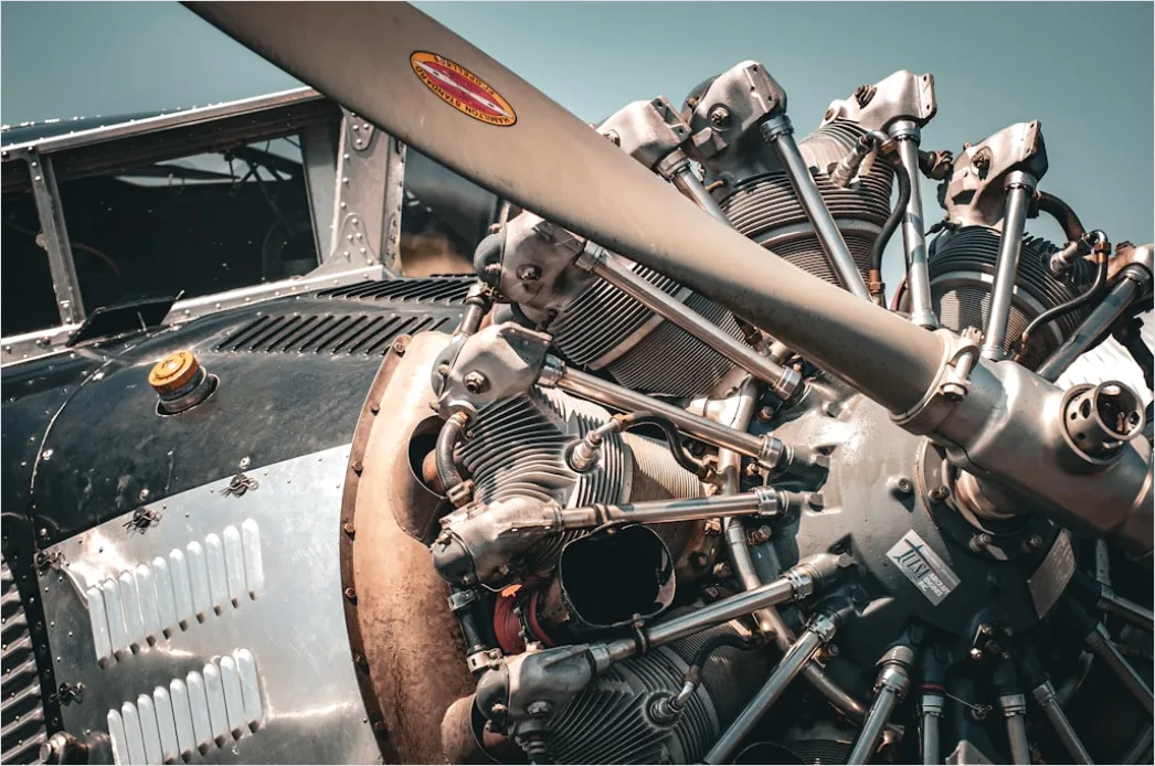 Detail Aircraft Maintenance Engineer Inspecting Engine Number 5