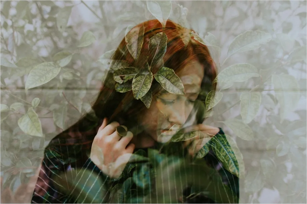 Detail Artistic Portrait Double Exposure Nature And Number 2