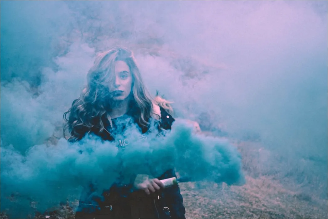 Detail Artistic Portrait Woman Smoke Color Dramatic Number 9