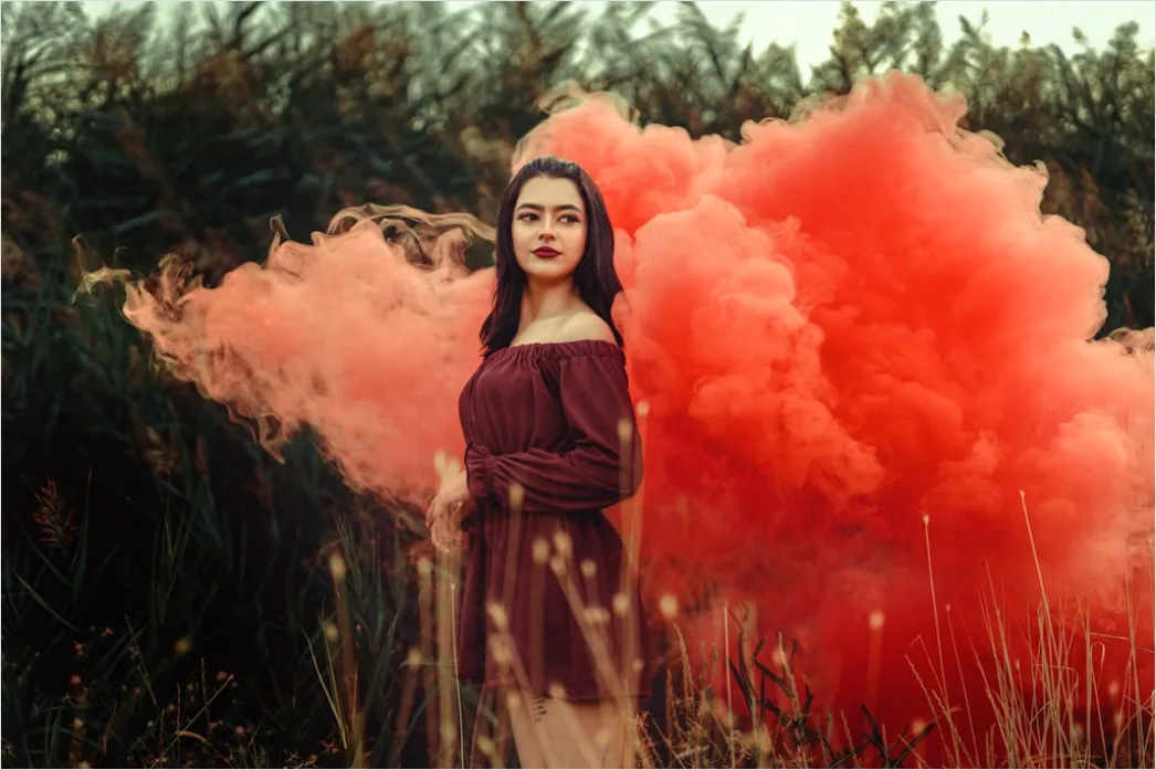 Detail Artistic Portrait Woman Smoke Color Dramatic Number 10