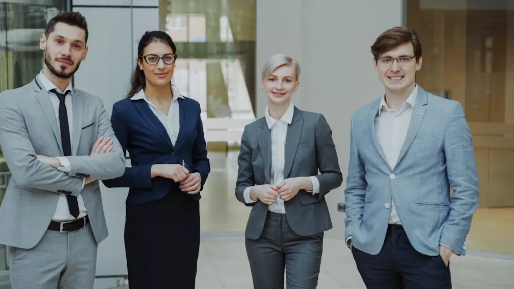 Detail Business Portrait Diverse Team Standing Together Number 10