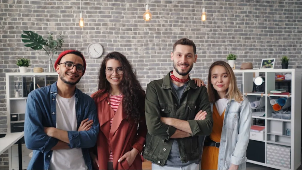 Detail Business Portrait Diverse Team Standing Together Number 11