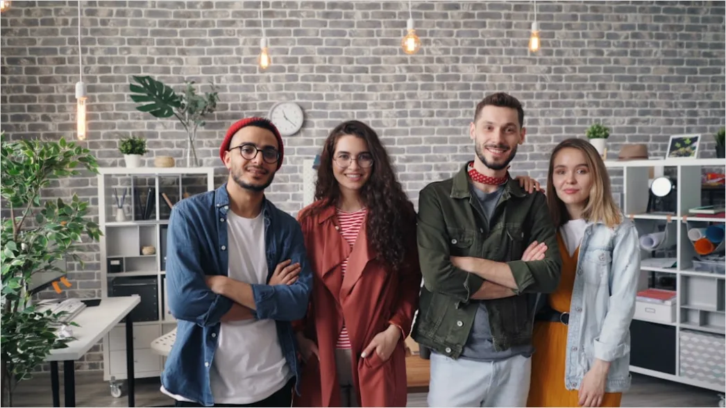 Detail Business Portrait Diverse Team Standing Together Number 17